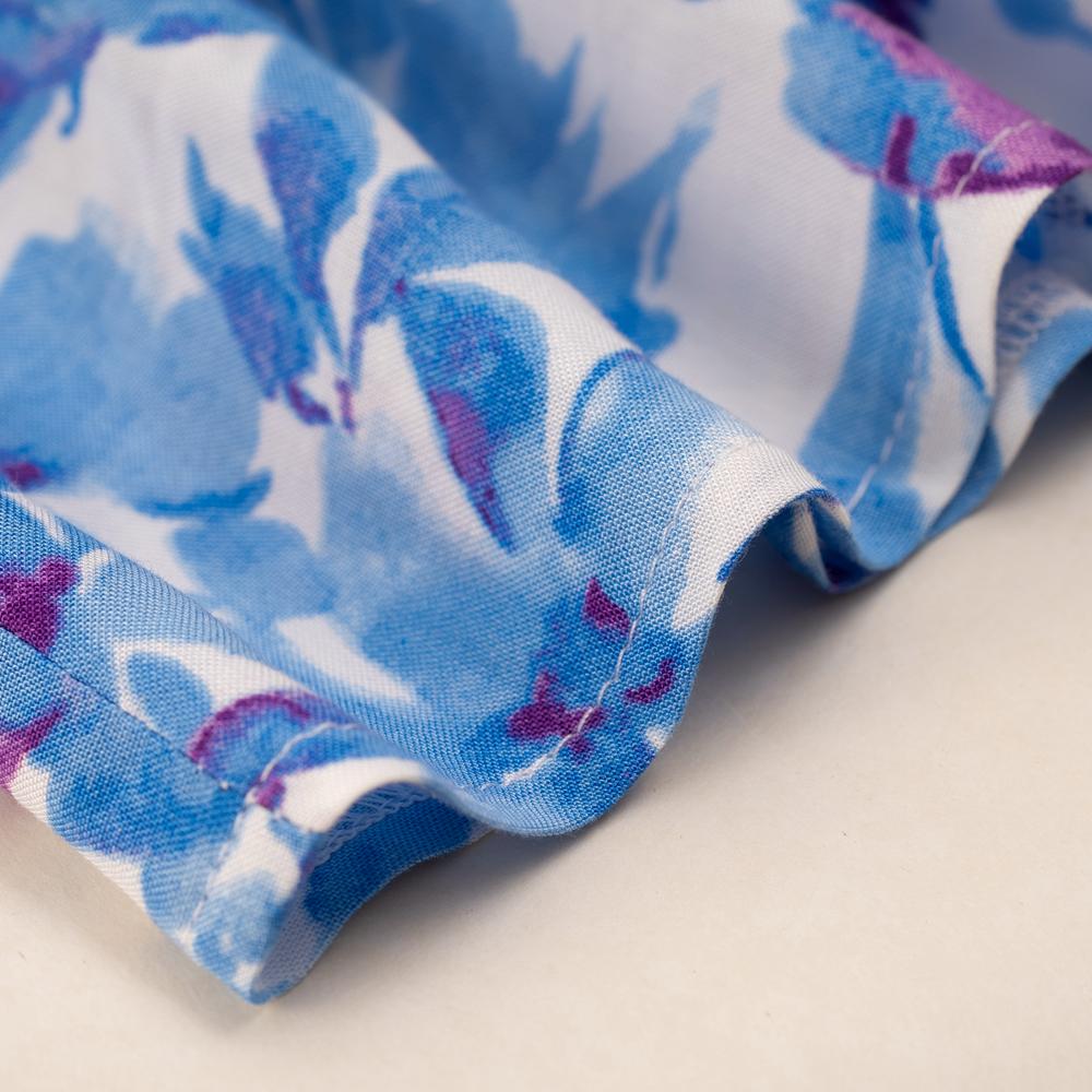 Dámské letní elegantní květinové šaty se zkosenými rameny s vysokým pasem