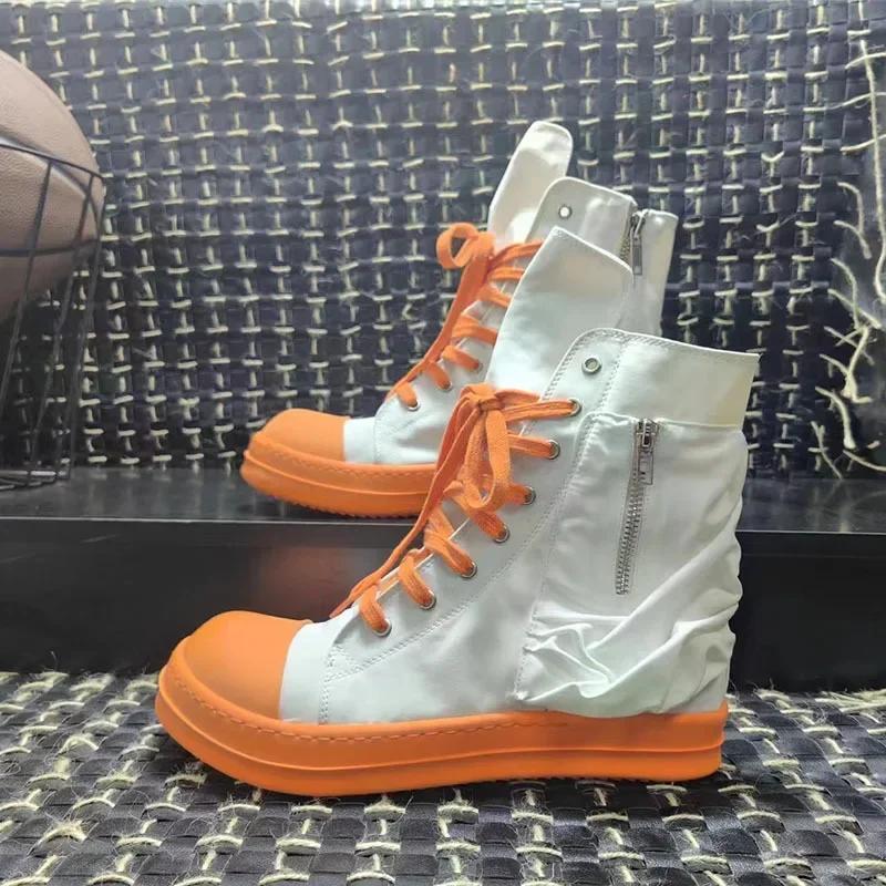 Neue Herren- und Damen Ro High-Top Plateau Freizeitschuhe Designer Runde Zehenpartie Atmungsaktiv Schnürschuhe Owens Canvas Schuhe Luxusschuhe