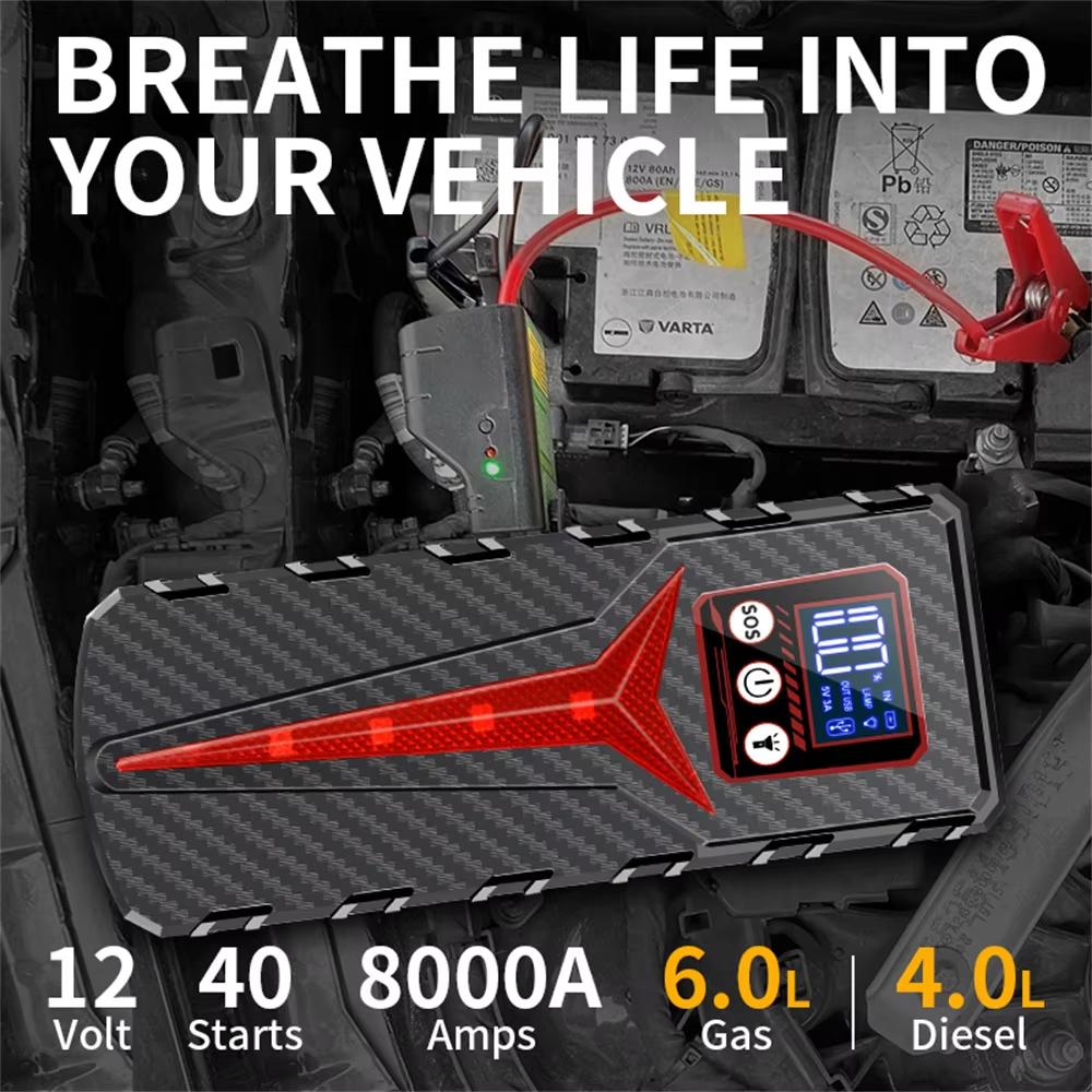 Smart Car Emergency Starting Power Supply EU 12V Car Multi-function Battery Charger with Mobile Power Digital Display Starter High Rate Battery Cell
