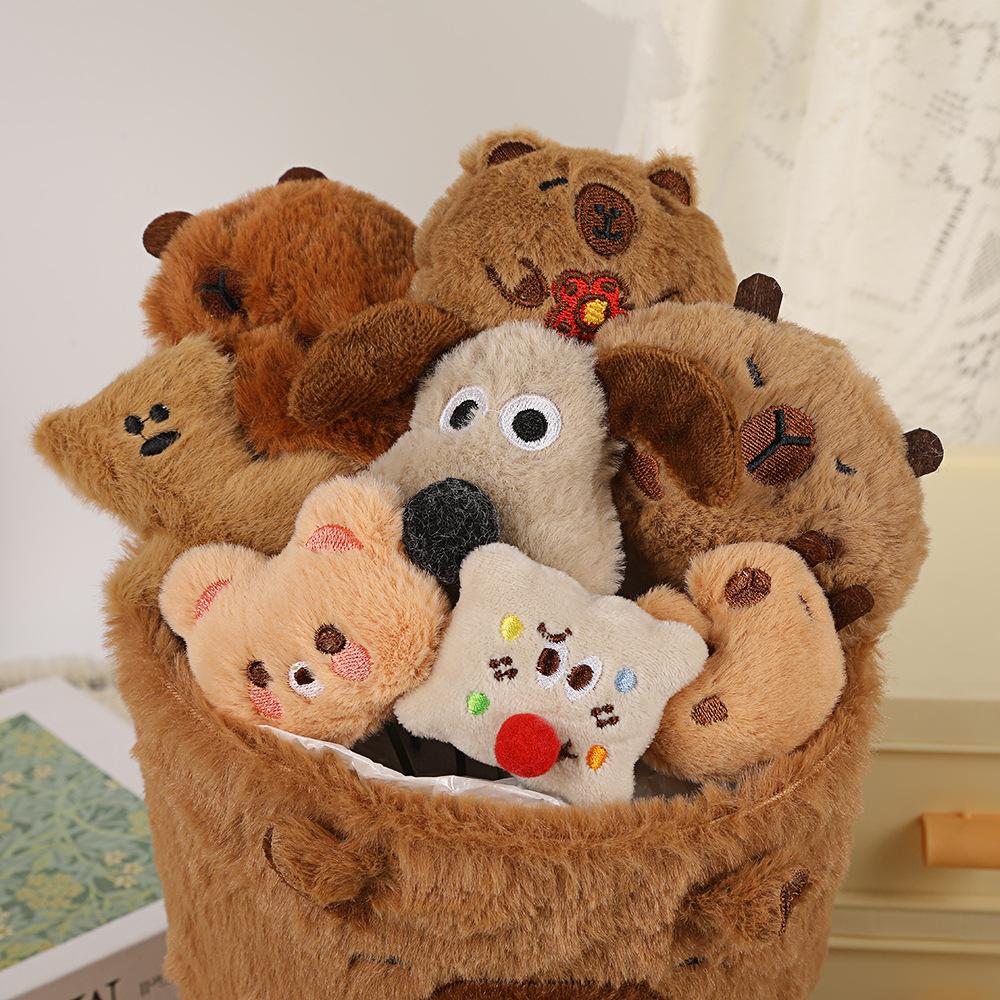 Capybara Plush Bouquet Cute Stuffed Toy Bucket Hug Gift for Birthday Holiday Room Decoration Romantic Surprise Present