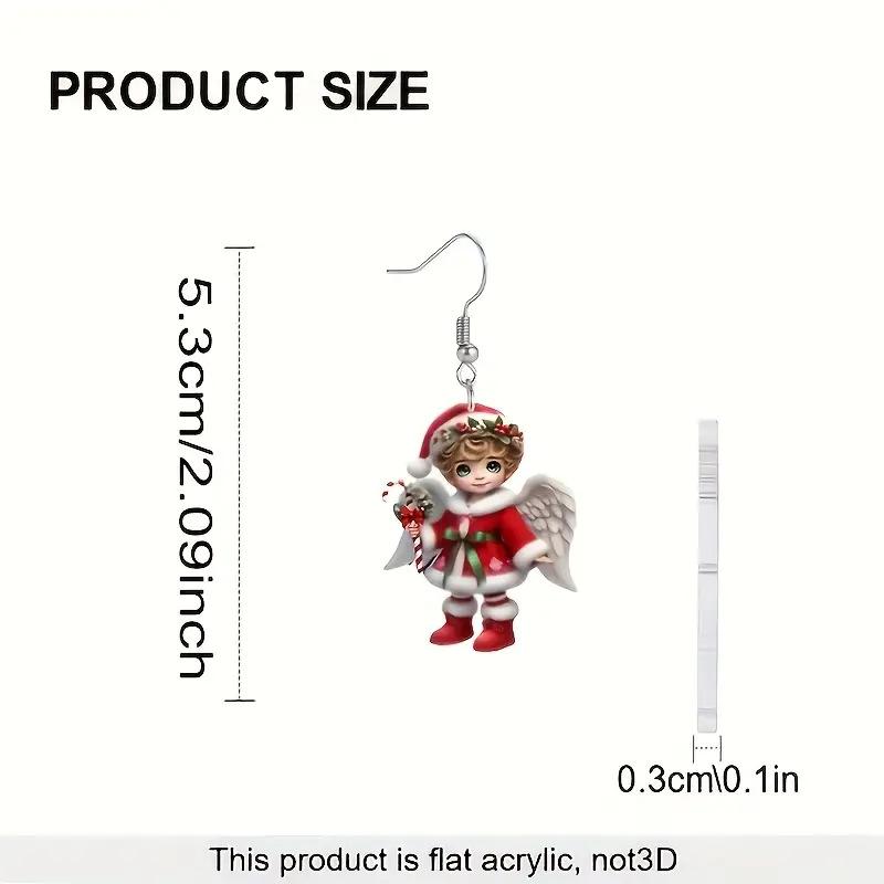 Cross-border new cartoon angel doll earrings flat acrylic Christmas pendant little angel earrings jewelry