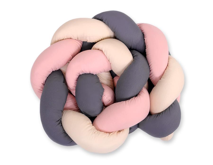 Braided crib bumper - beige-dirty pink-anthracite