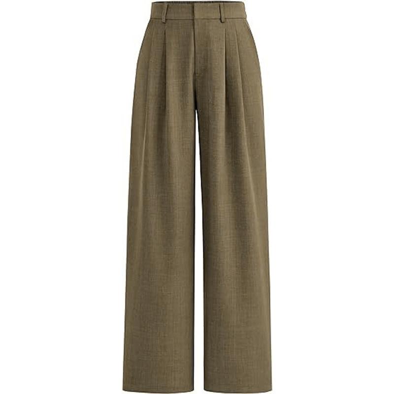 Women High Waist Straight Leg Loose Business Casual Wide Leg Suit Pants