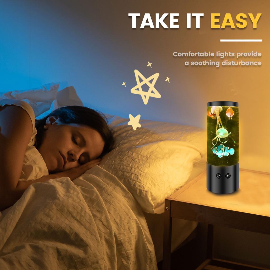 Rechargeable Jellyfish Lamp Decorative Aquarium Night Light for Home Office Jellyfish Changing Mood Light Jellyfish Lamp