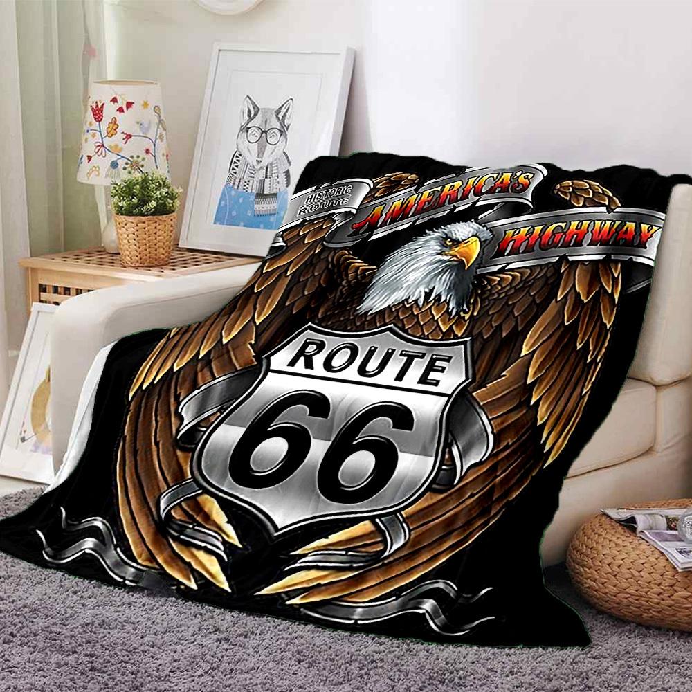 

1pc Route 66 Highway Soft Flannel All Season Throw for Home, Office, Outdoor UseDurable Comfort Soft Warm Throw for Home 80x120cm