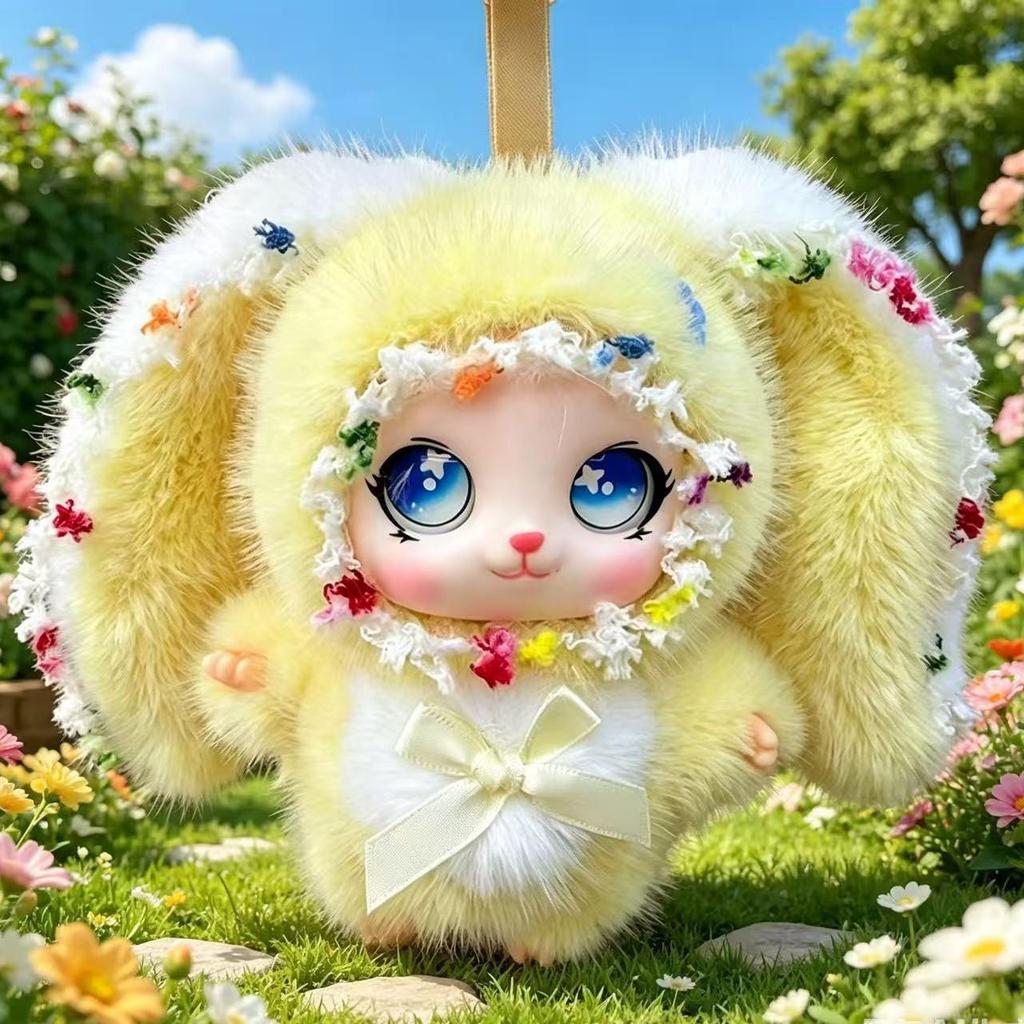 2026 Trendy Lolita Rabbit Plush Doll with Lace Trim – Big Ear Enamel Pendant Gift
