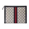 Gucci Ophidia Logo Stripe Canvas And Leather Clutch Unisex clutch Blue 625549-96IWN-4076