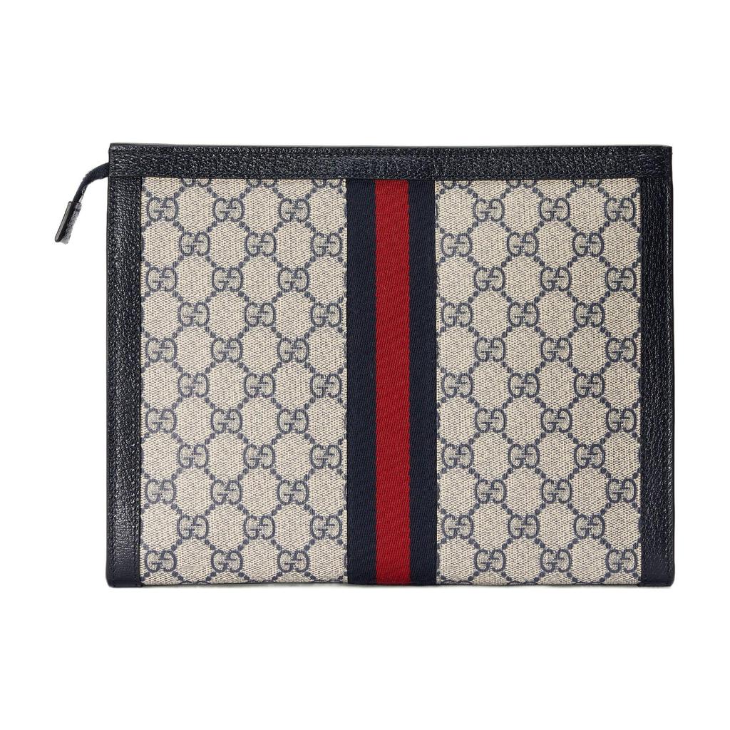 Gucci Ophidia Logo Stripe Canvas And Leather Clutch Unisex clutch Blue 625549-96IWN-4076