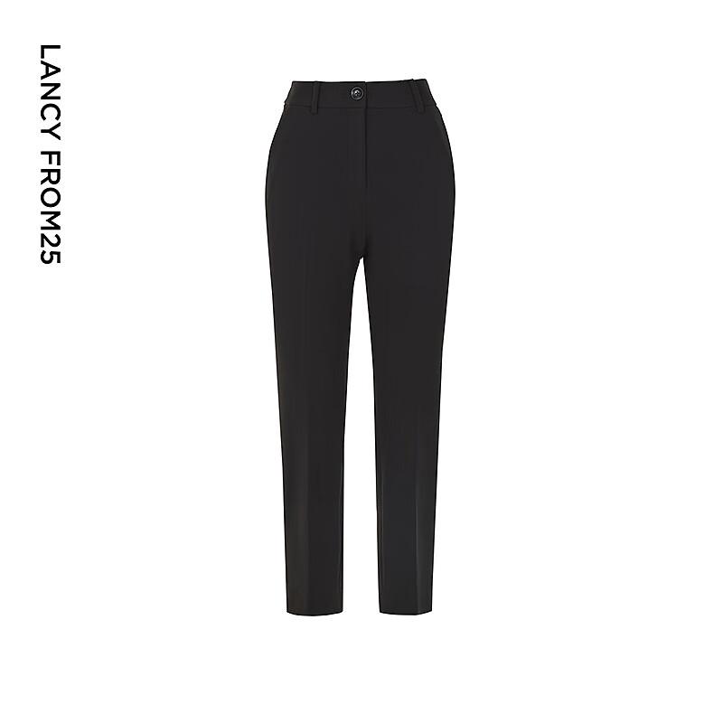 LANGZI High-Waist Straight-Leg Cropped Suit Pants