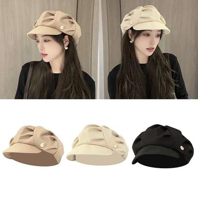 Chapeaux de Gavroche Vintage Coupe-vent Respirants Élégants Bérets Plissés Chapeau Octogonal Automne et Hiver