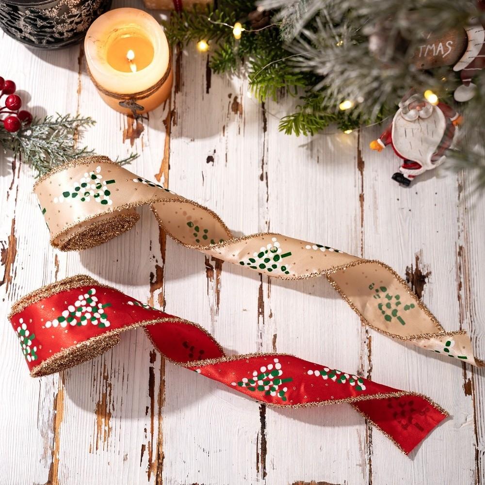 New Gold Christmas Bow Ribbon DIY Elegant Fabric Swirl Ribbon Atmosphere Layout Christmas Tree Ribbon Xmas Gift