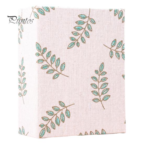 Retro Style Photo Album Mini Printed Fabric Slip-In Album, Portable Floral Print Scrapbook with Transparent Sleeve Pages, Lightweight No Paste Pocket