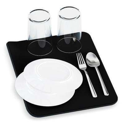 Aion STTA Draining Mat Sponge L 27 X 21cm Black 1 Set Water Absorbing Cloth Dish Drying Made In Japan 207-BK
