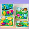 Childrens Wooden Animal Plant Life Cycle Puzzle With Shape Recognition For Early Education