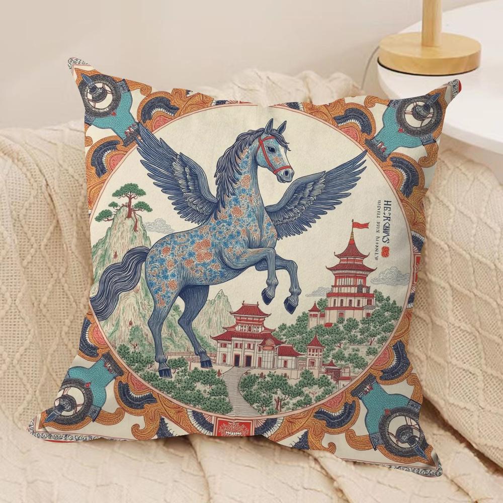 Luxury Dream Pegasus Cushion Cover Silky Short Plush DoubleSided Printed Pillow Case for Sofa All Seasons Home Decor Gift