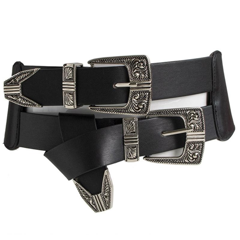 PU Waist Belt with Embossed Pin Buckle Adjust Length Waist Belt Woman Girls Jeans Dresses Skirt Coat Decors Waistband