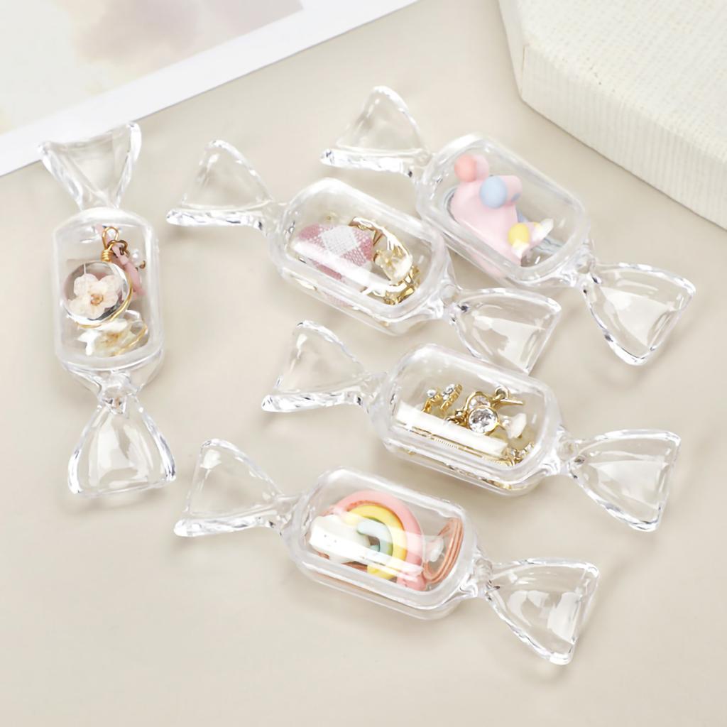 Candy Shape Storage Box Innovative Cartoon Transparent Jewelry Container for Earrings Candies Rings Beads Transparent