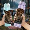 1PC Leopard Wild Animal Portrait Print 750ml Color Plastic Sports Water Bottle Leakproof Flip Straw Lid Suitable for Sports Office Home Use