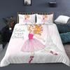 Carino Set Biancheria da Letto Principessa Ballerina Bambine Bambini 3 Pezzi Copripiumino Rosa Regalo di Compleanno per Bambine Decorazione Camera da Letto Misura Queen