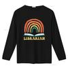Librarian Vintage Reading Books Retro Rainbow Trendy Women s T Shirt  Summer Top with Unique Print vintage Washed Stretched