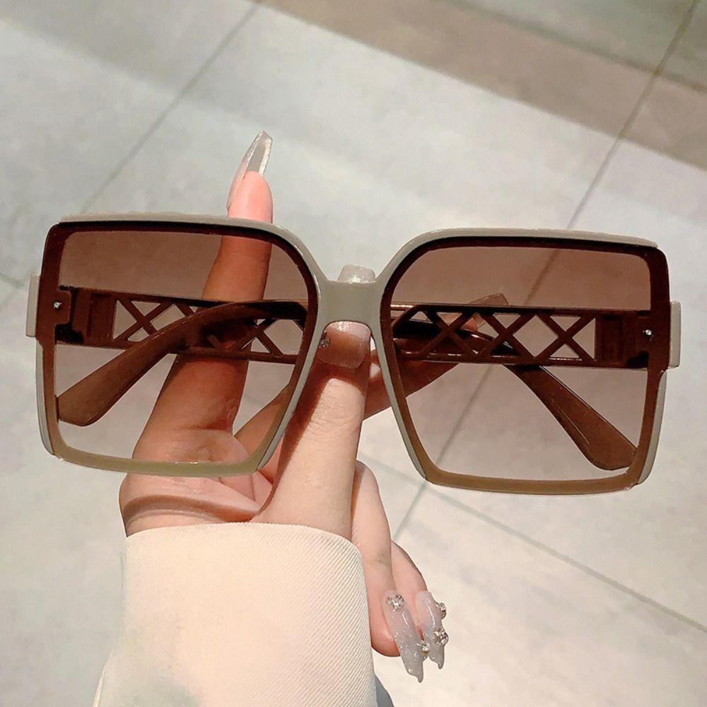 

Retro Multicolor Square Eyeglass Ins Sunscreen Eyewear New Large Frame Sunglasses рожевий
