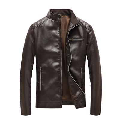 New Men's Jacket Casual Leather Jacket Men's Locomotive Clothing Trendy Jacket Korean Version Stand-up Collar Pu Leather Jacket