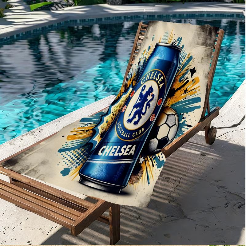 Football Club F.C Print Beach Towel, Versatile Lightweight Absorbent Beach Towel for Pool Surf Yoga Bathroom, Perfect Birthday Holiday Gift