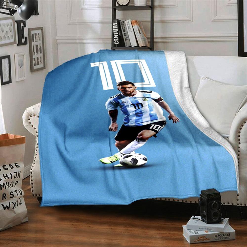 Football Messi Blanket Comfortable Great for Sofa Office Chair Livingroom All-Season Use Modern Style Birthday Christmas Gift Blanket
