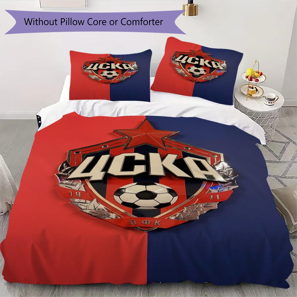PFC CSKA Sofia Pattern Bedding uilt Set uilt Cover Pillowcase Home Decoration Birthday Gift (1 * duvet cover + 2 * pillowcase without core)