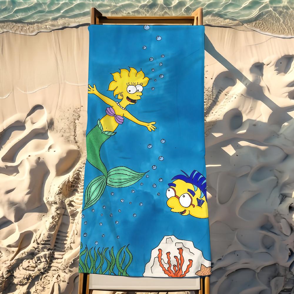 Cartoon Towel Beach Towel Travel Lightweight Skin Friendly The S-Simpsons For Pool Beach Camping Cruise Summer
