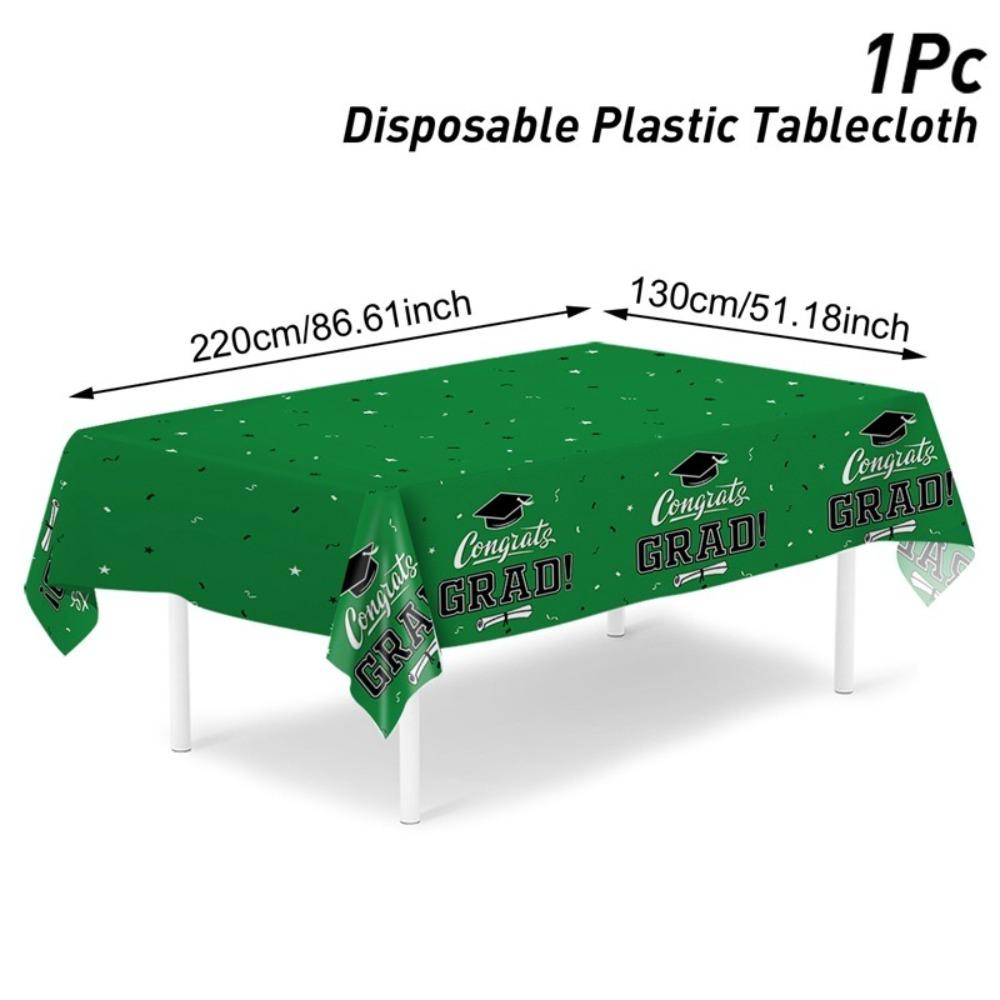 

PE Material Graduation Tablecloth Waterproof Plastic Wear-Resistant Congrats Grad Tablecloths Stars Design Diploma Pattern зелений