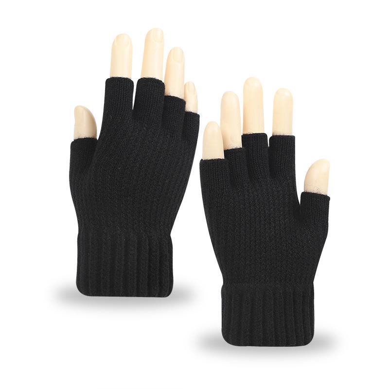 Alpaca Wool Unisex Half-Finger Gloves: Autumn & Winter Thickened Warm Knit, Cold-Proof.