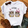 Maycaur Cartoon Owl Print T Shirt Women Kawaii Graphic Shirts Casual Short Sleeved Black Female Tee O-neck Harajuku T-shirts
