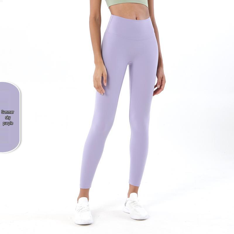 Pantaloni da Yoga da Donna a Vita Alta, Effetto Solleva Glutei Color Pesca - Senza Cuciture Visibili, Sensazione Nuda