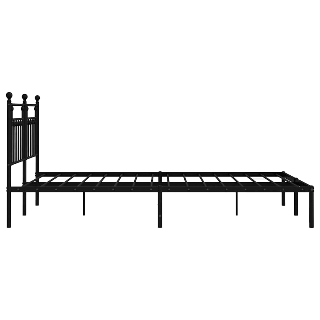 Struttura Letto in Metallo con Testiera Nero 183 x 213 cm