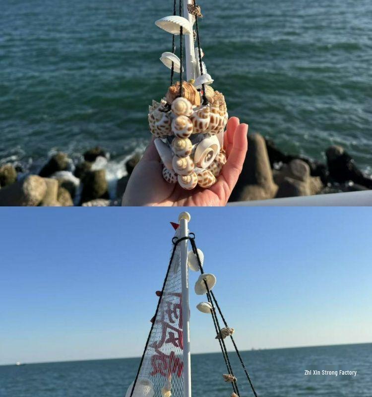 Medelhavssnäckskal Segelbåtsmodell Prydnad - Smooth Sailing Hantverkspresent Souvenir