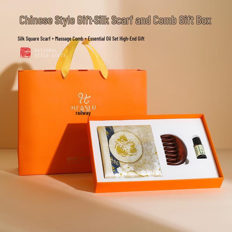 Hangsilu Mulberry Silk Scarf & Comb Gift Set