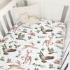 Woodland Wild Animals Hunting Crib Sheets for Girls and Boys 52"x28" Hunting Deer Duck Leaves Crib Mattress Sheet Soft Breathable Nursery Bed Sheet