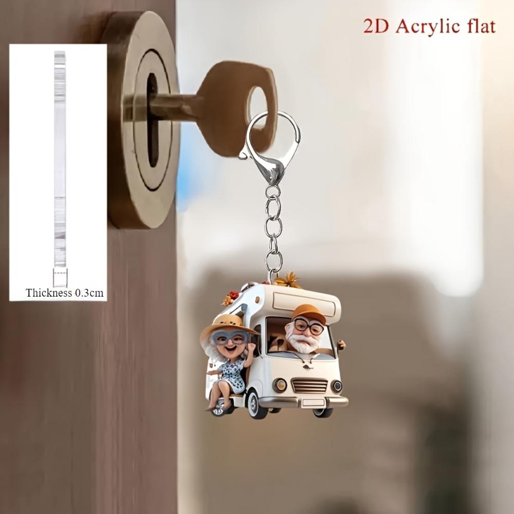 

2D акриловый плоский забавный акриловый брелок для путешествий на автодоме для бабушек и дедушек, подходит для украшения рюкзака и ключей от машины, украшение для праздничной вечеринки