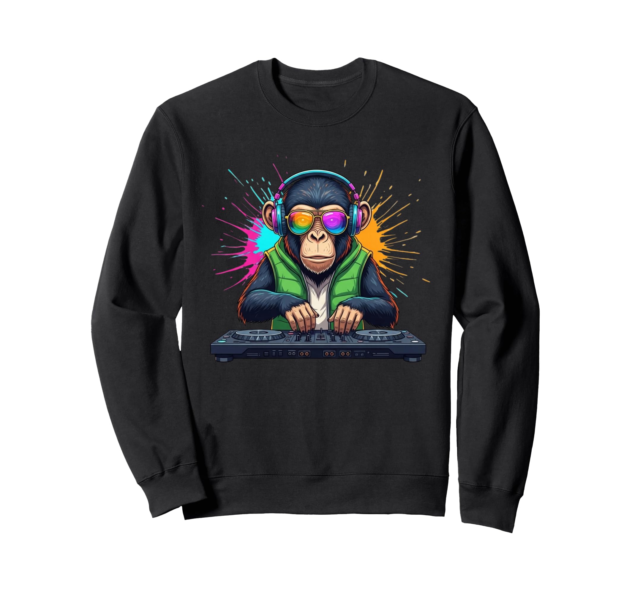 

DJ Monkey sunglasses, headphones, EDM music, boys, men, kids, sweatshirt