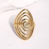 Stainless Steel Gold-Plated Geometric Spiral Open Ring - Non-Fading, Simple Titanium Steel Design.