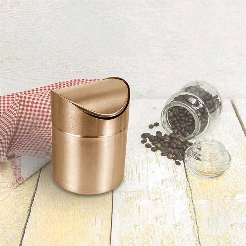 Elegant Mini Trash Can with Swing Lid 1.50L Capacity Perfect for Small Space and Personal Use