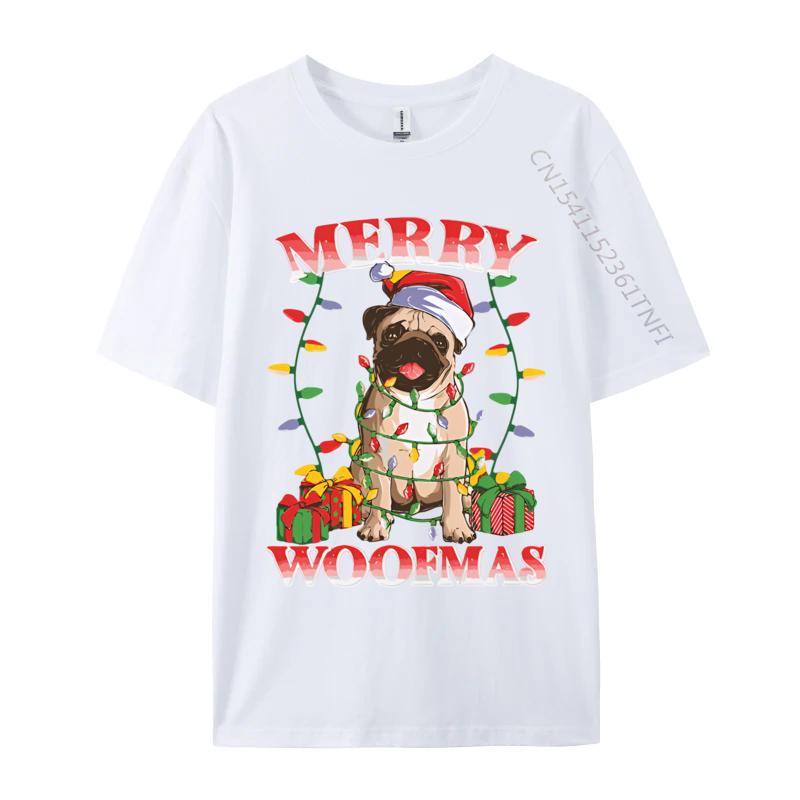 New Tshirt Merry Woofmas Christmas Santa Pug T Shirts Graphic New Trend Tops Mens Clothing Plus Size