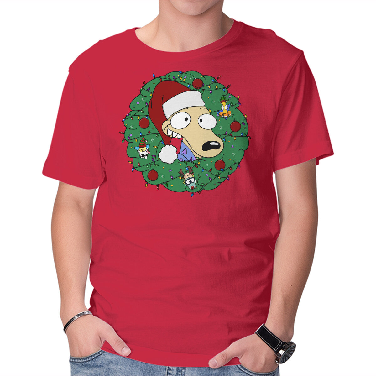 Unisex Crew Neck T-Shirt Rockoing Around The Christmas Tree Graphic Short Sleeve Casual Tee XXXXL