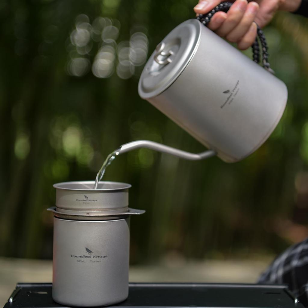 Boundless Voyage Titanium Coffee Dripper, No Paper Filters Needed, Coffee Filter Holder, 1-4 Cup Capacity, Paperless Coffee Drip, Mesh Filter, Lightwe