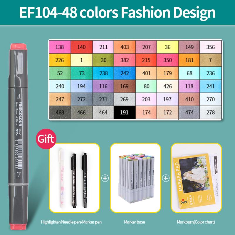 EF104 Double-Head Alcohol Marker Pens Sketch Design Marker Brush Pen Beginner Manga Graphic Drawing Art Supplies