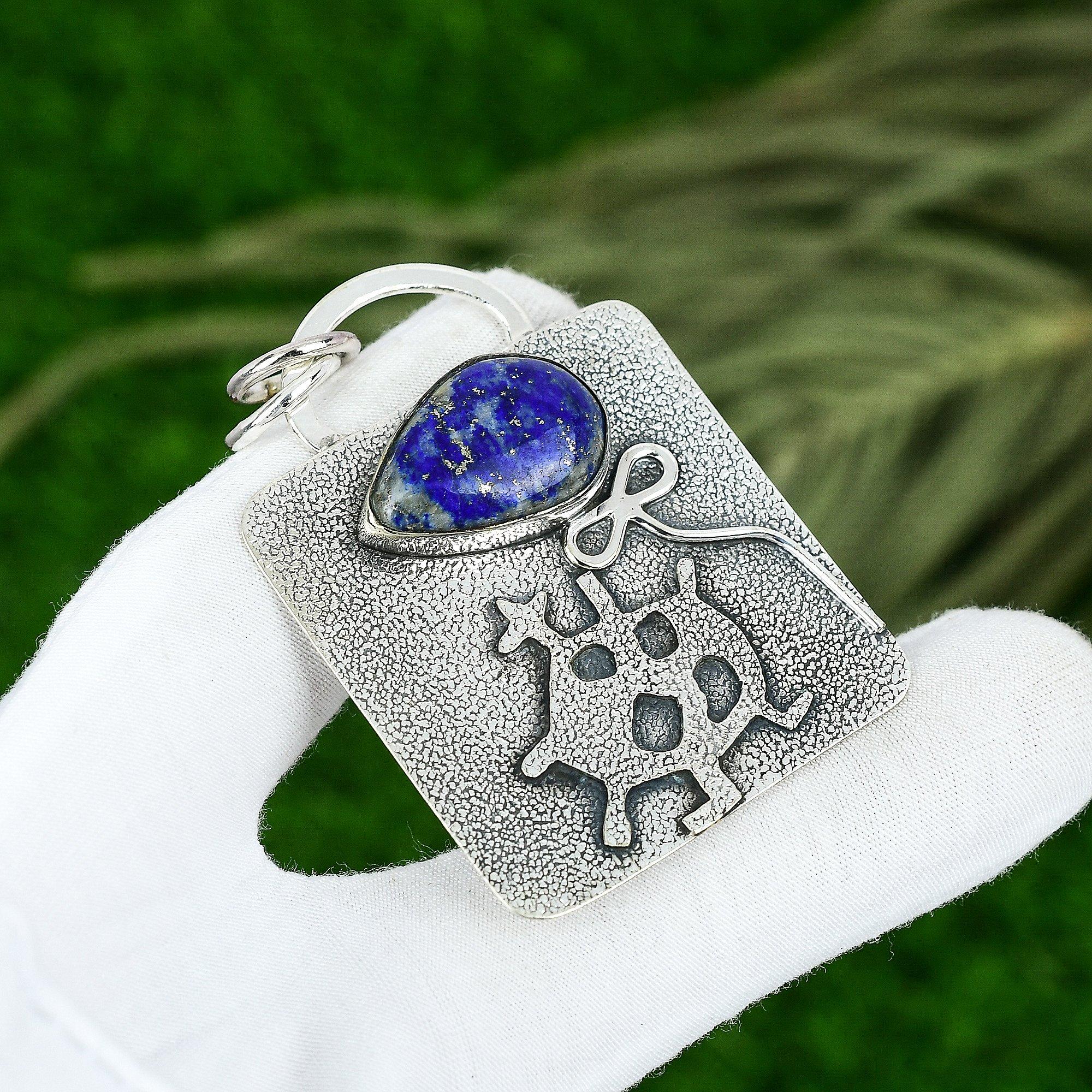 

Friendship Day Sale Sterling Silver Lapis Lazuli Gemstone Unique Pendant Jewelry