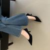 Women's Suede Pointed Toe Low Heel Vintage Style Unique Design Office Pumps - Elegant for Parties & Office
