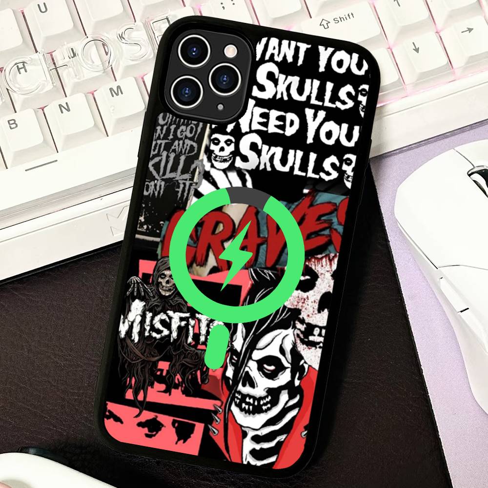 Classic Punk Band M-Misfits Magnetic Phone Case For IPhone 16 15 14 13 12 11 17 Pro Max Plus Wireless Charge Cover