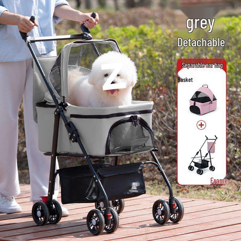 Lightweight Foldable Pet Stroller with Detachable Basket for Dogs and Cats